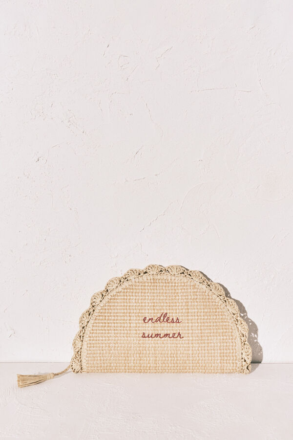 Women'secret Raffia vanity case handbag nude