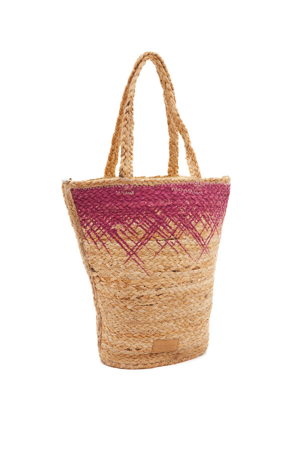 Womensecret Large Summer Song raffia basket bag with fuchsia gradient Rosa