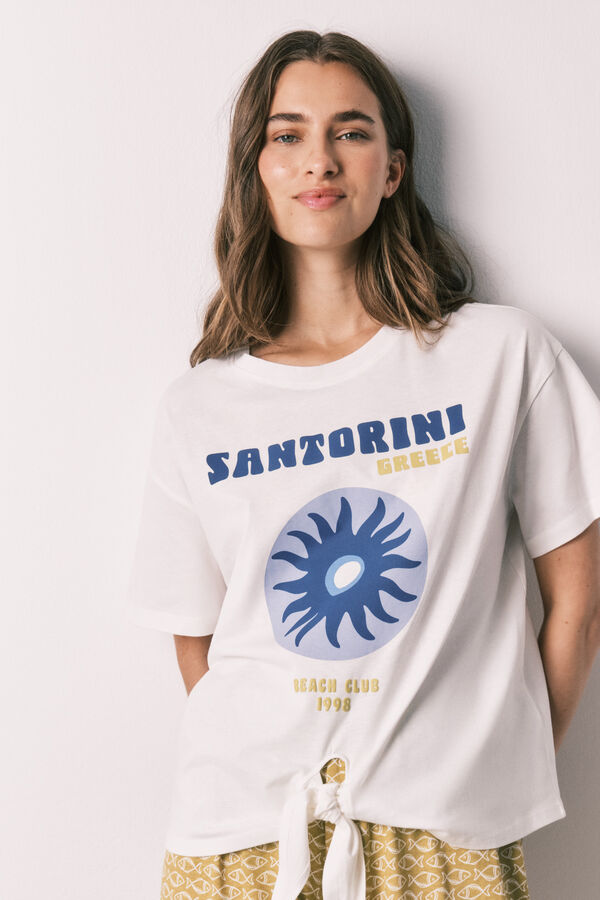 Women'secret Pyjama long en coton Santorini beige