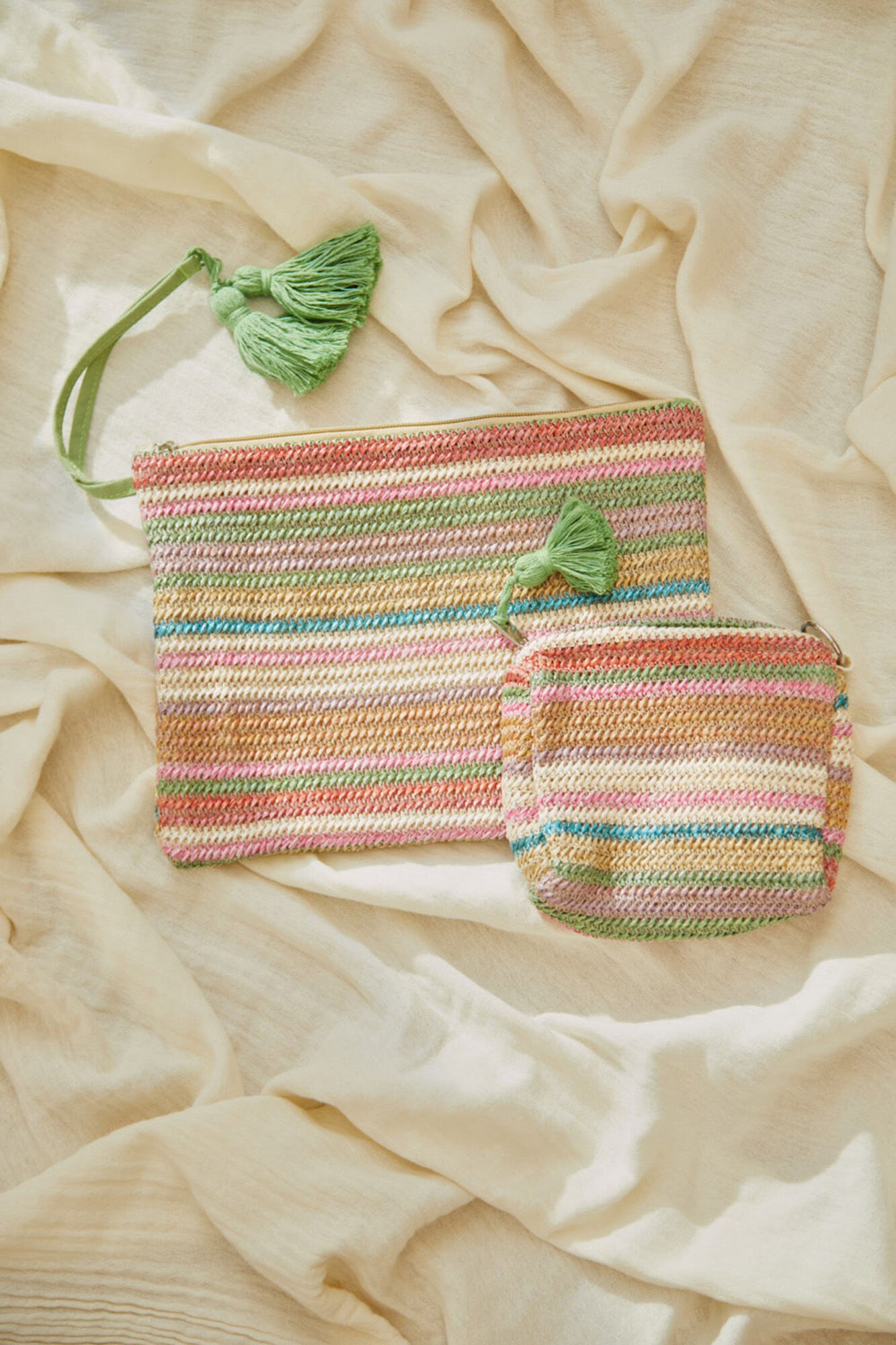 Calma House Rosa gestreiftes Frottee-Badetuch aus Baumwolle SATURNO