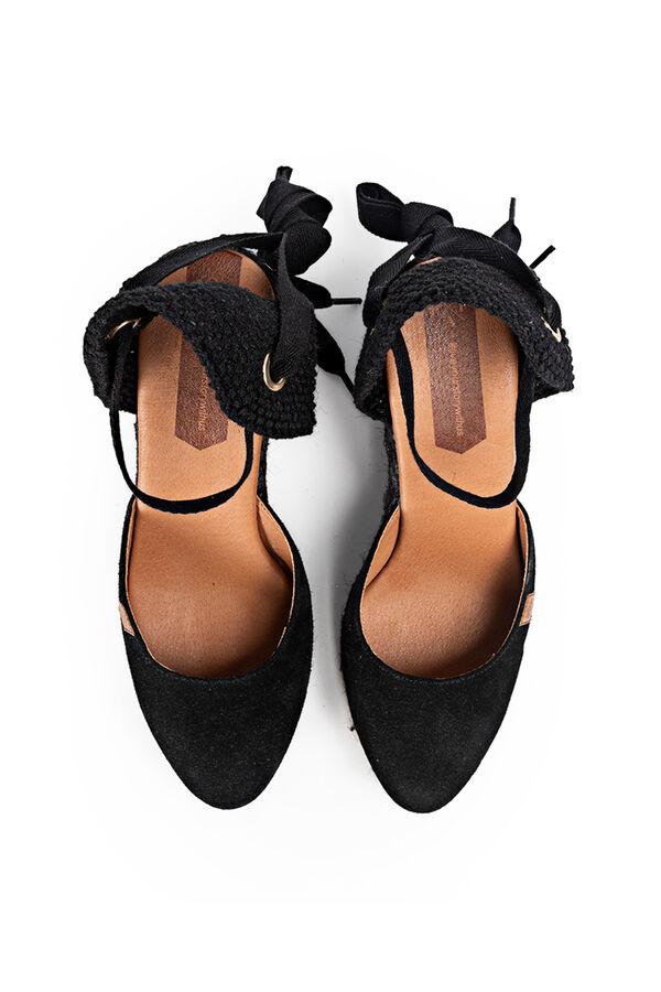 Womensecret Malvinas split leather high-wedge sandal Schwarz