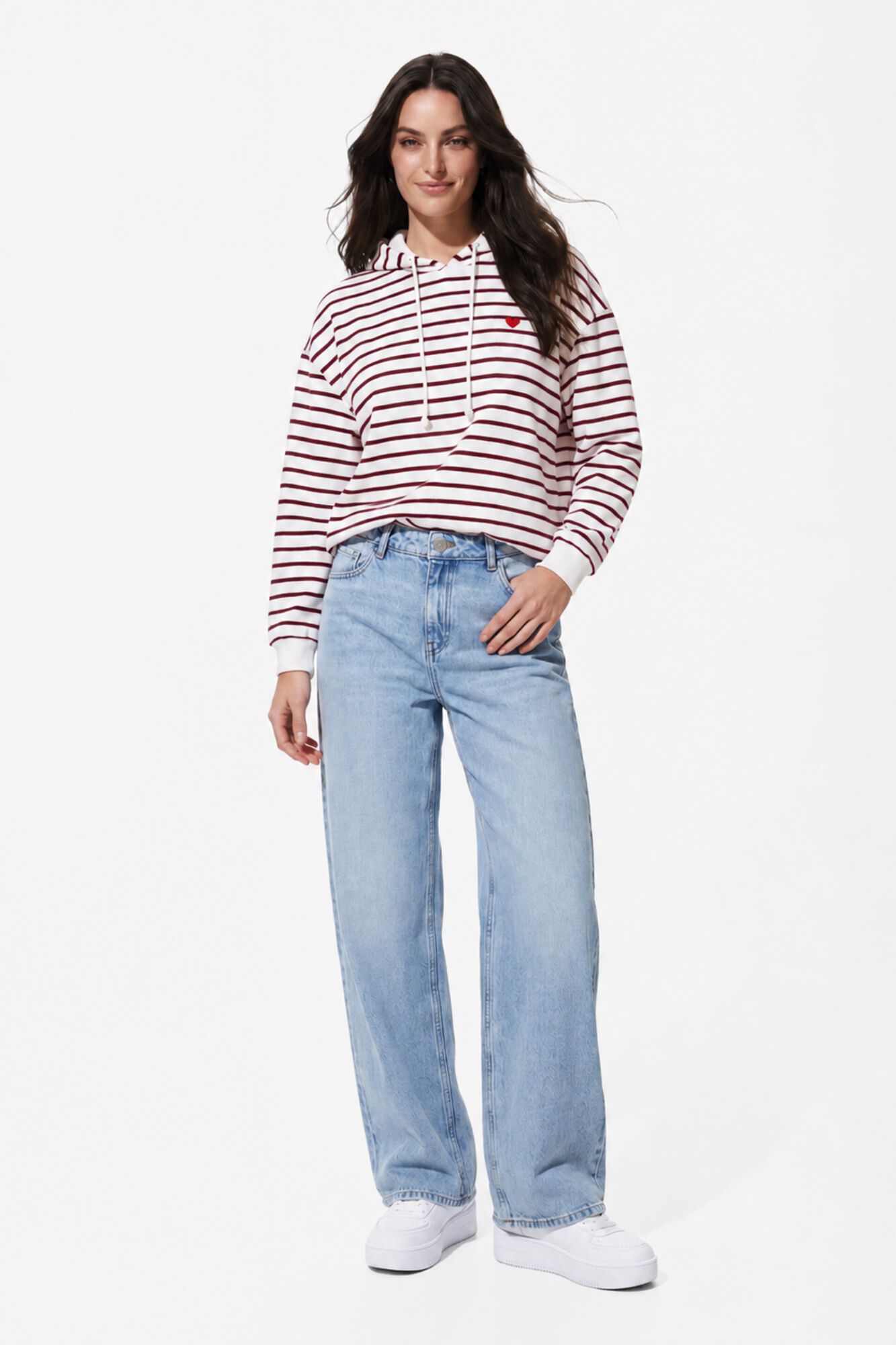 Pieces Striped embroidered sweatshirt
