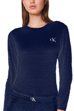 Womensecret Camiseta manga larga con logo de Calvin Klein azul