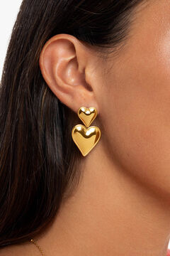 Womensecret Double Heart gold-plated steel earrings mit Print