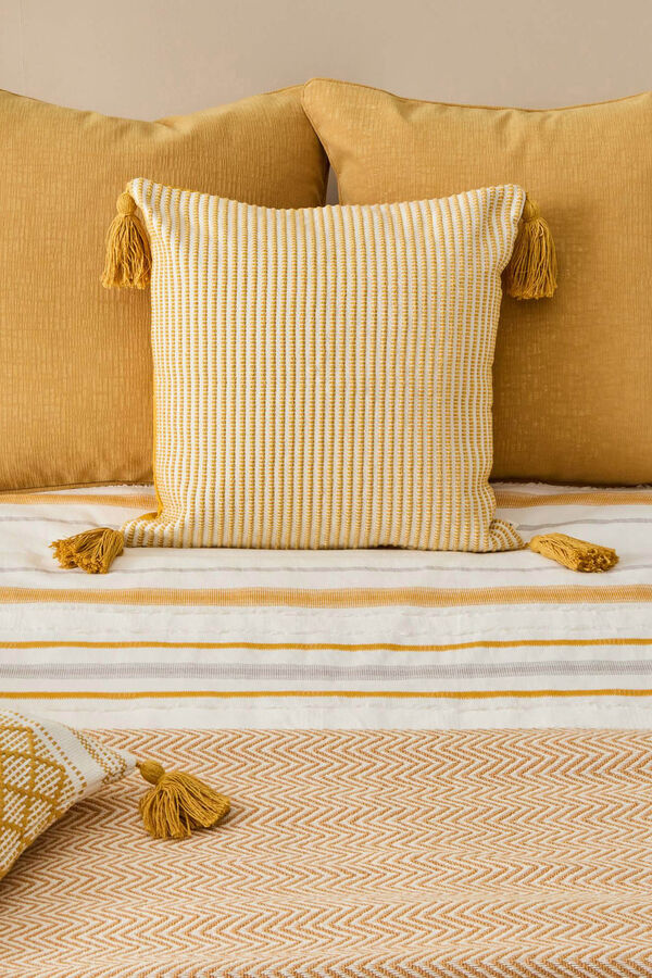 Textura Bettbezug Streifen Fransen mit Print
