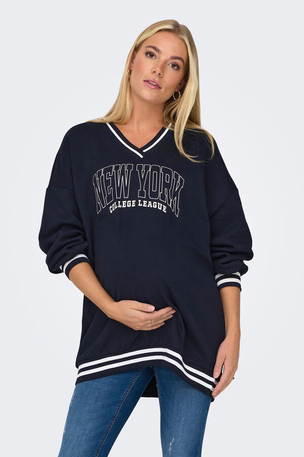 Only Maternity Sudadera cuello pico maternity azul
