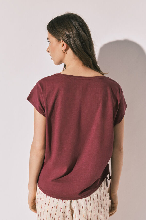 Women'secret Burgundy cotton ruched T-shirt red
