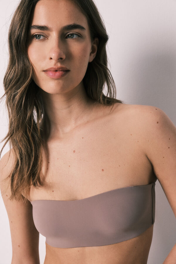 Women'secret Brown seamless bandeau bra nude