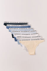 Women'secret Plain cotton 7-pack Brazilian panties with logo white