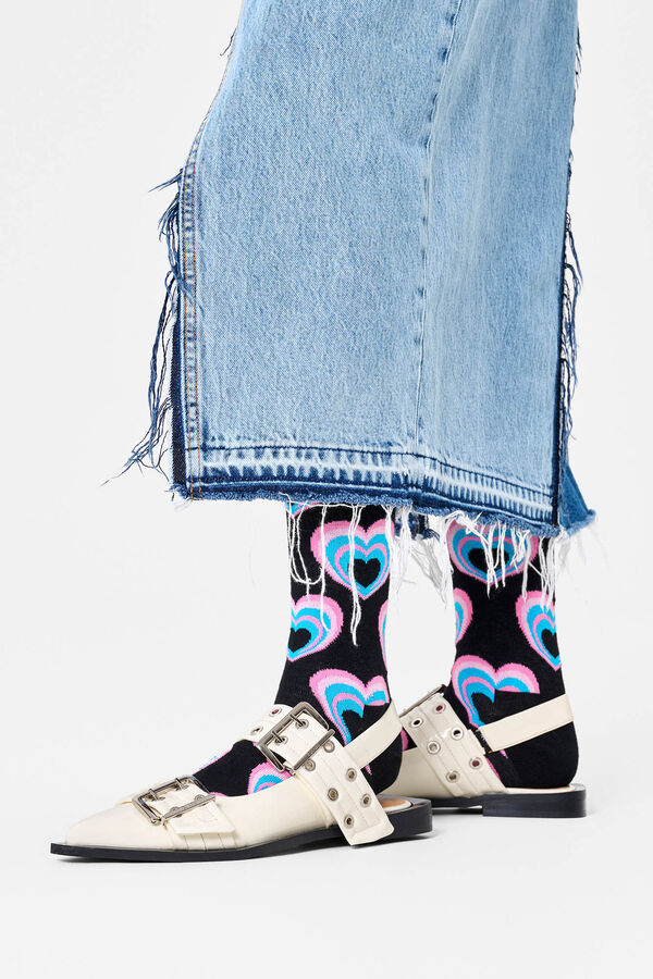 Happy Socks Unisex-Herz-in-Herz-Socken Schwarz