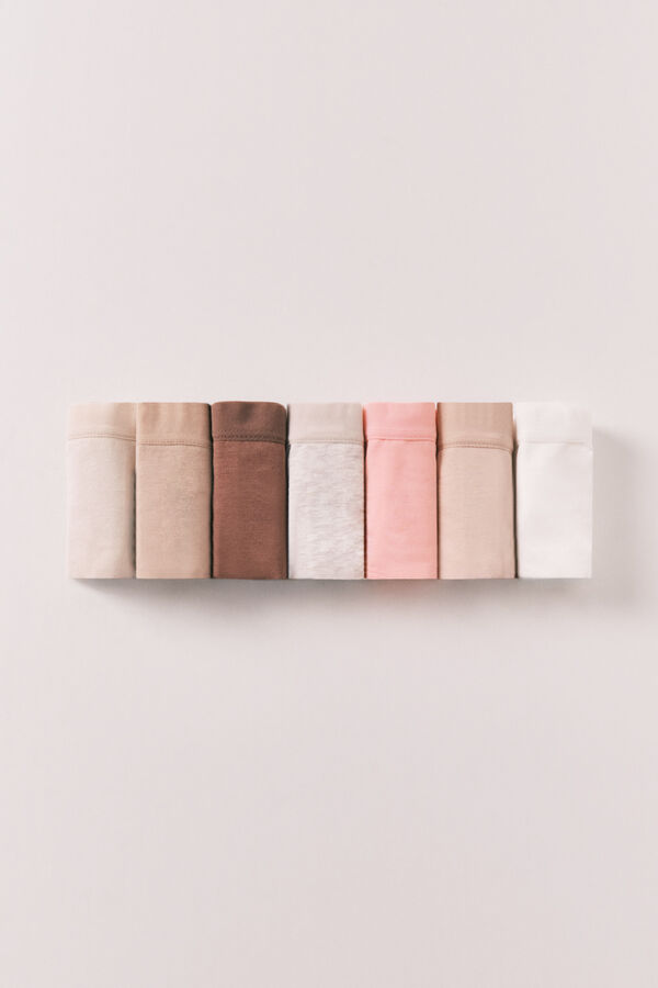 Women'secret Neutral plain cotton 7-pack Brazilian panties white