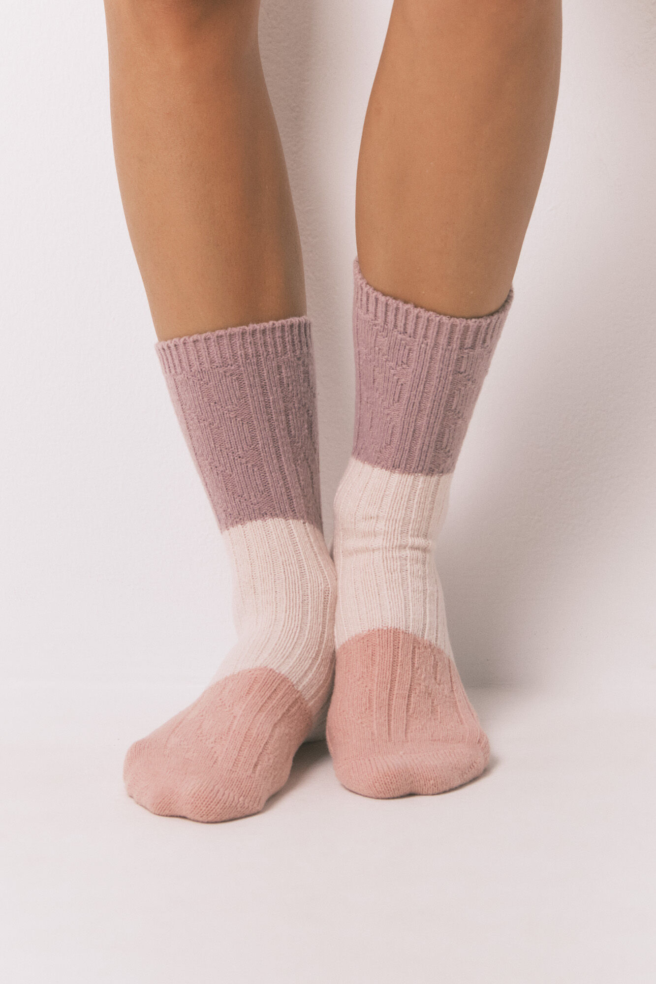 Women'secret Long pink mix texture socks