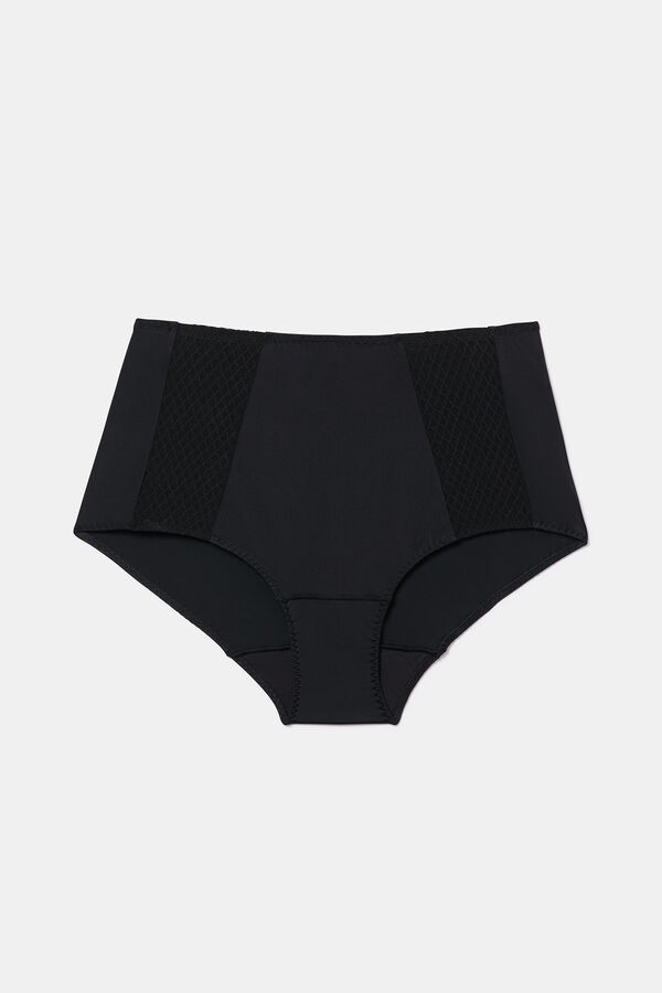 Womensecret High waisted slimming panty with flat stomach effect black