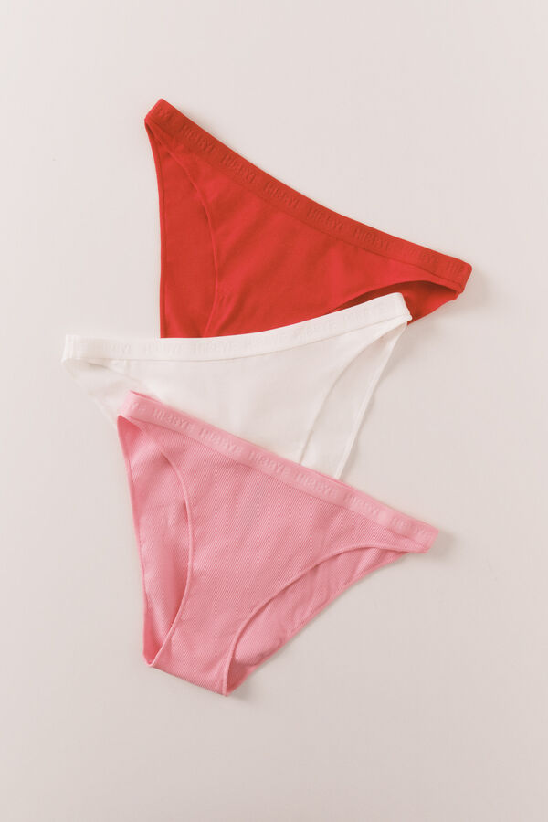 HI&BYE Pink, red and white classic panties 2-pack white
