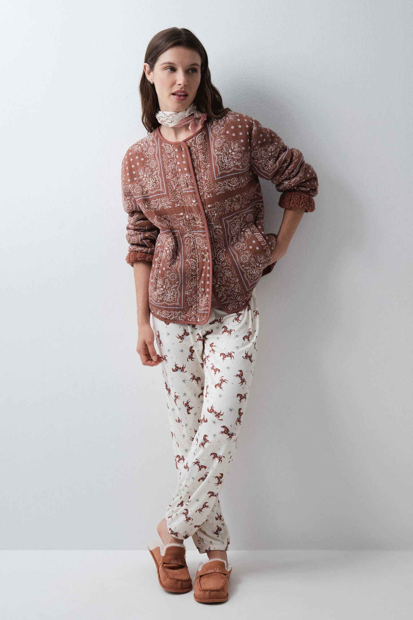 Women'secret Robe de chambre courte veste foulard