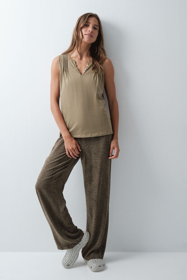 Women'secret Animal print long trousers green