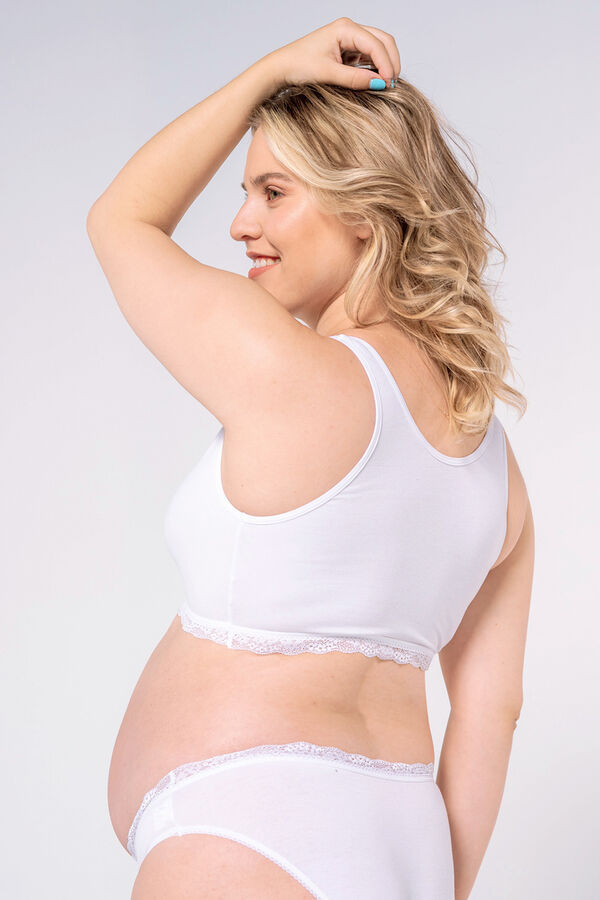 Ohma! Crossed nursing bra with lace trim white