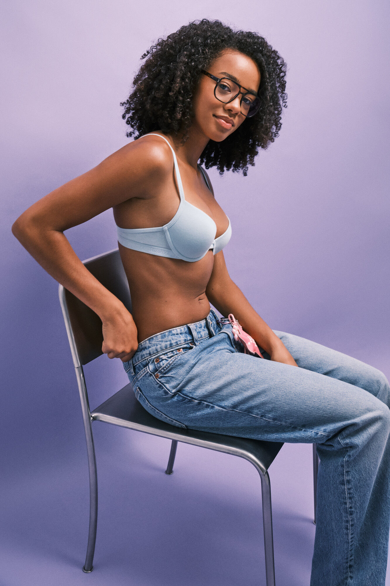 HI&BYE Green cotton push-up bra