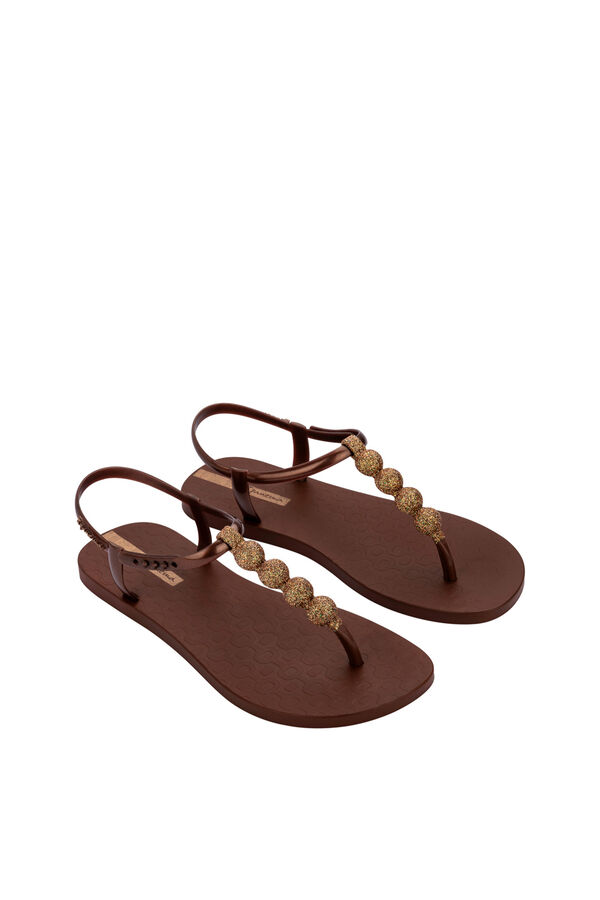 Ipanema Sandalia con tira en T y brillo marr&oacute;n
