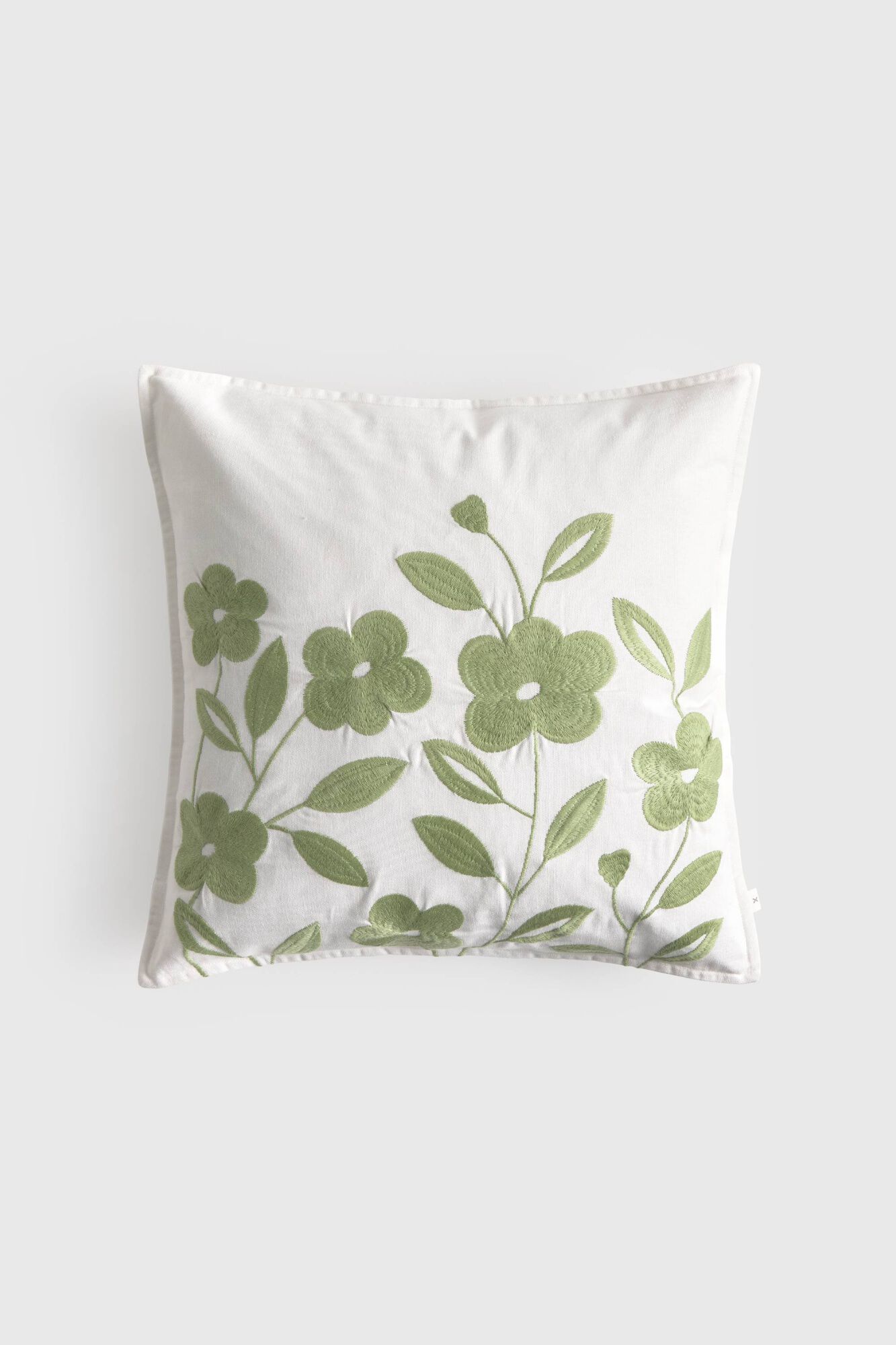 Textura Capa de almofada em algod&atilde;o bordado de flores