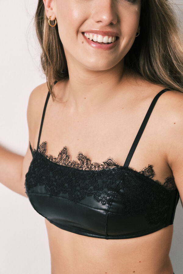 Women'secret Black lace horizontal top bra black