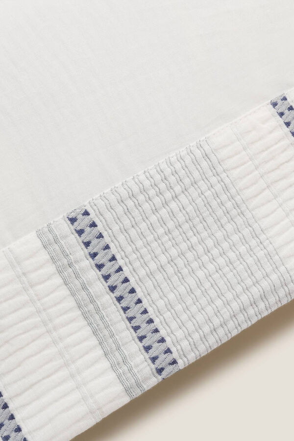 Womensecret Textured striped cotton pillowcase bleu