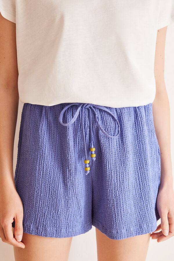 Womensecret Blue waffle textured shorts Print