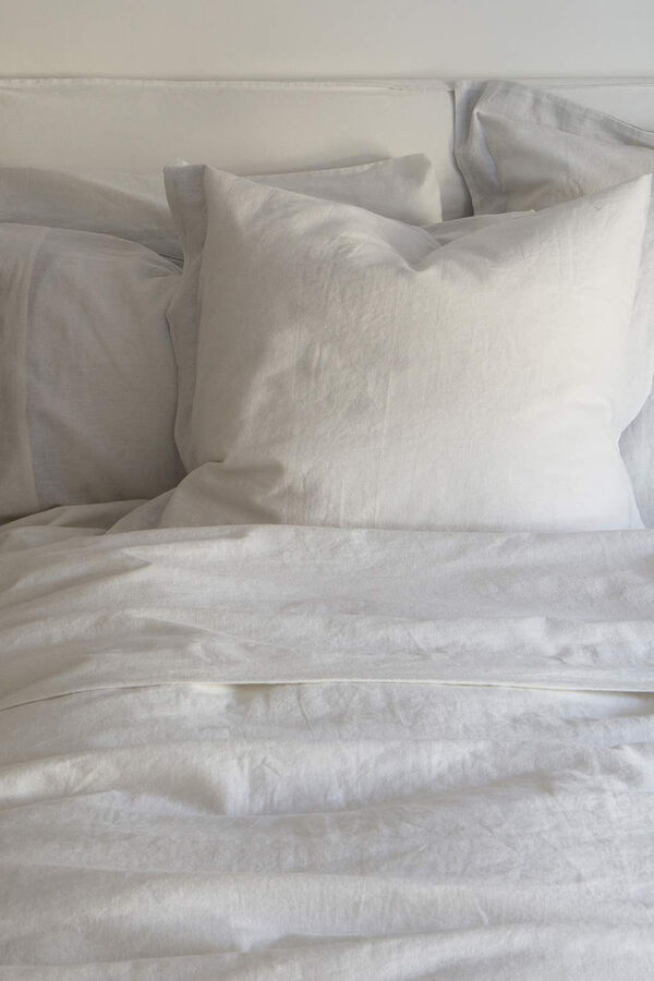 Textura S&aacute;bana lino algod&oacute;n. Cama 135-140cm. blanco