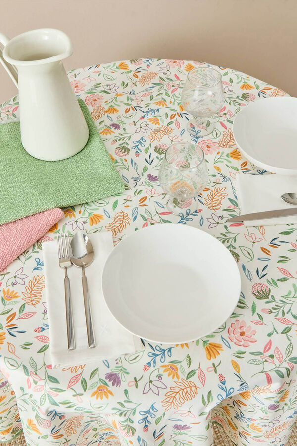 Womensecret Round floral stain-resistant tablecloth rózsaszín