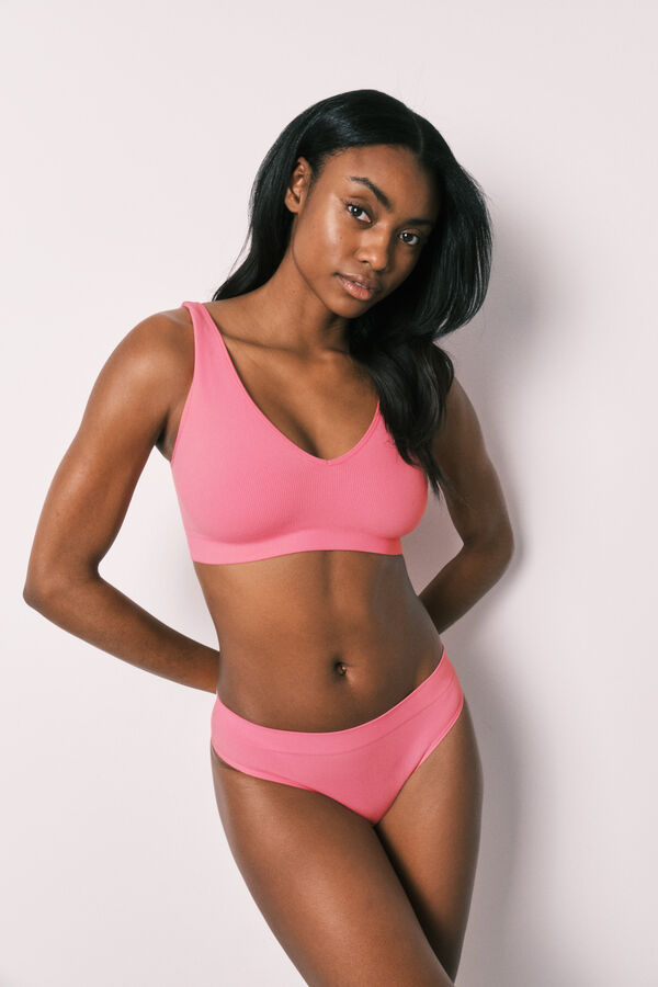 Women'secret Koralni jednobojni halter top jednostavnog kroja Koralna