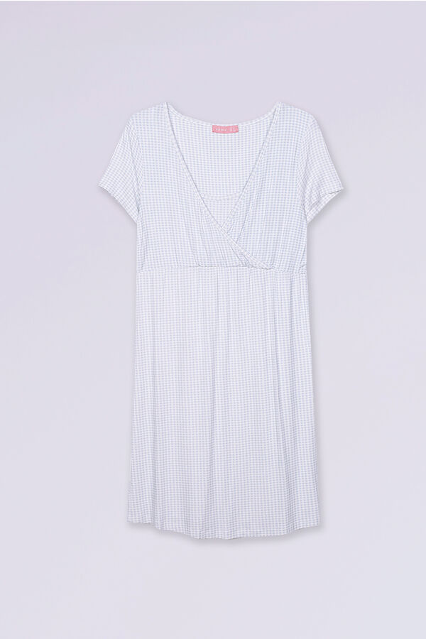 Womensecret Maternity gingham print crossover nightgown plava