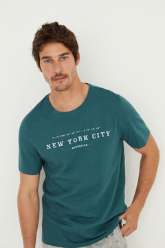 Womensecret New York-mintás, 100% pamut, rövid pizsama zöld