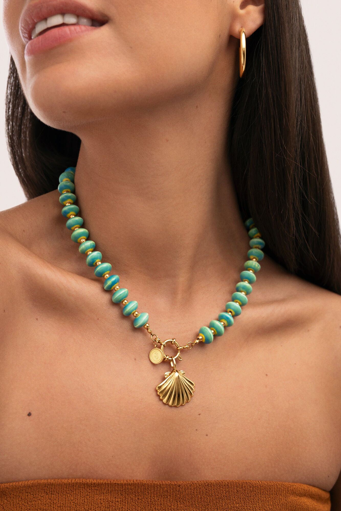 Singularu Collar Shelly Acero Ba&ntilde;o Oro