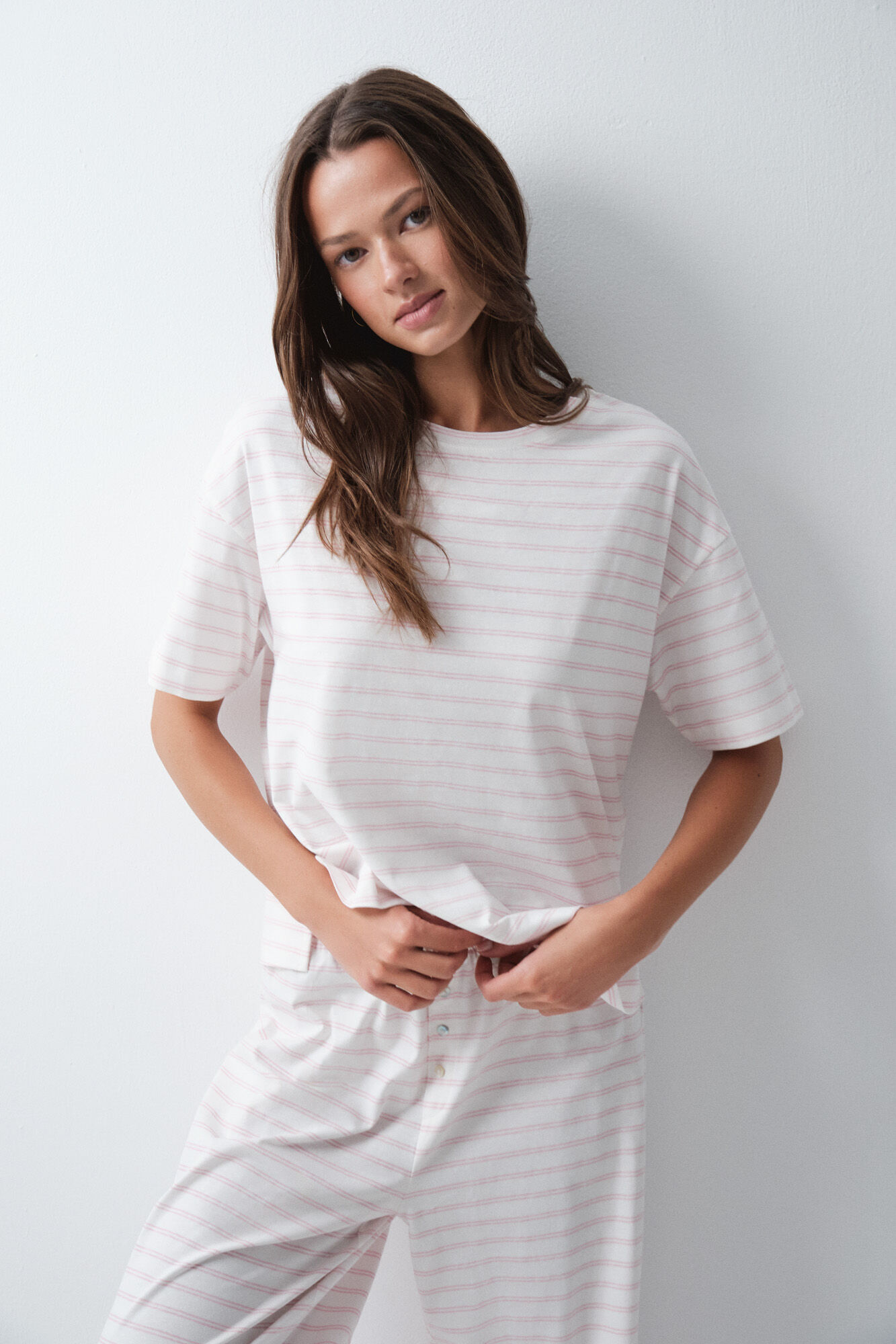 Women'secret Striped cotton short sleeve long pyjamas