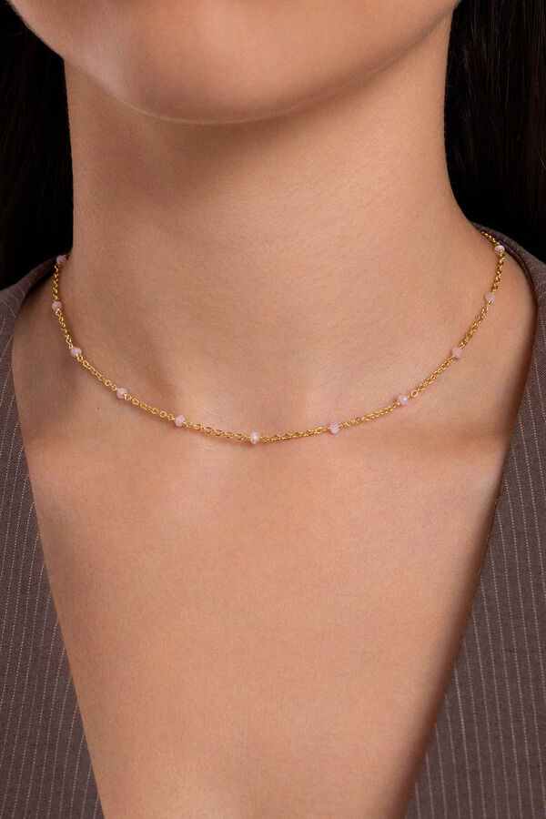 Womensecret Altea Dots rose quartz gold-plated necklace Žuta