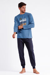 Mr. Wonderful Men's long-sleeved pyjamas - Mr Wonderful heater blue