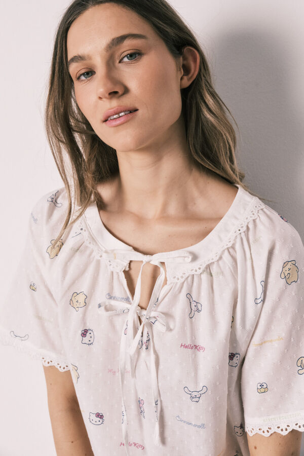 Women'secret Cotton bows nightgown Hello Kitty beige