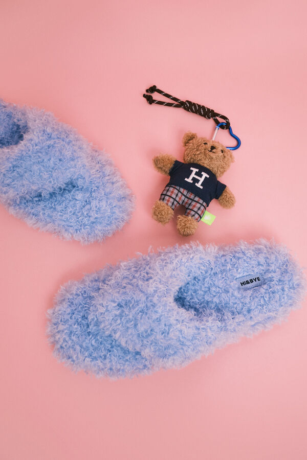 HI&BYE Blue faux shearling slippers blue