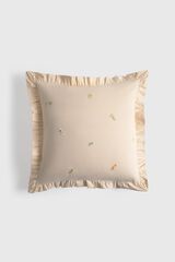 Textura Housse de coussin carr&eacute;e brod&eacute;e nude