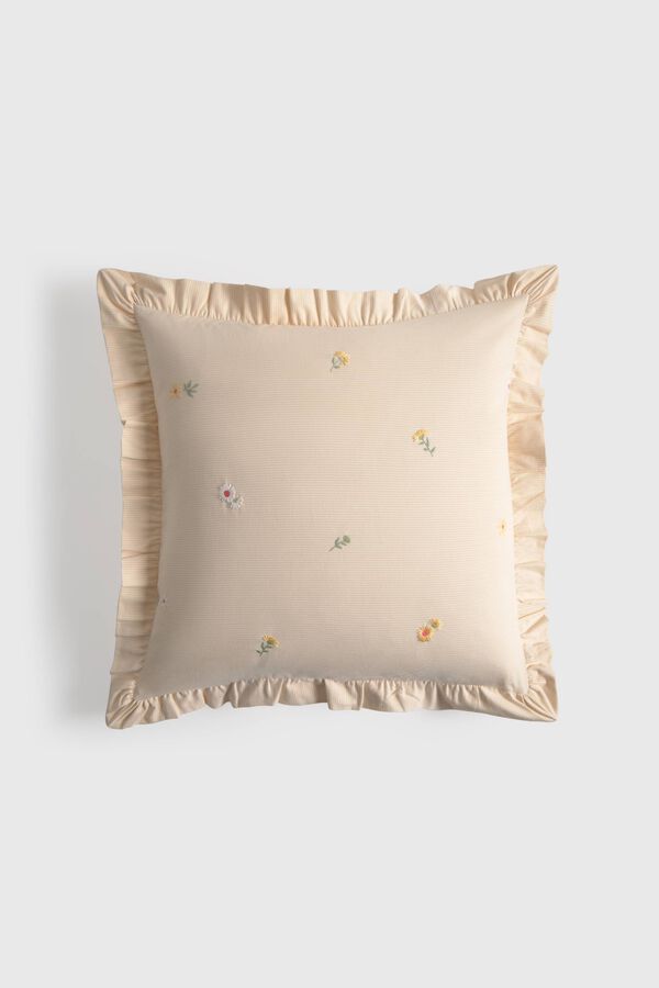 Textura Housse de coussin carr&eacute;e brod&eacute;e nude