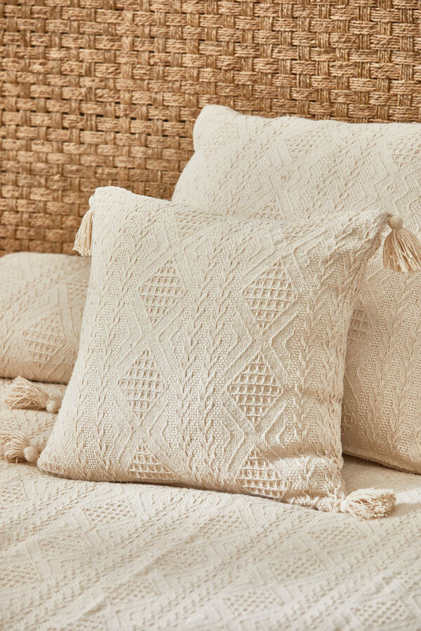 Womensecret Chicago ecru cotton jacquard cushion cover rávasalt mintás