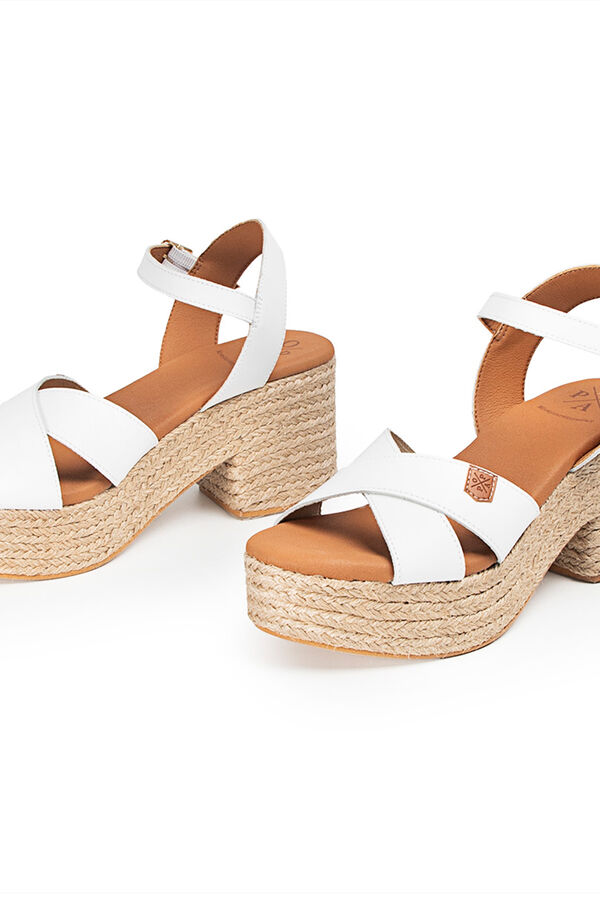Womensecret Clifton leather heeled wedge sandal fehér