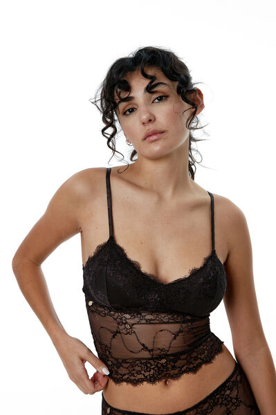 Womensecret Gabriela Chocolate lace crop top bra nude