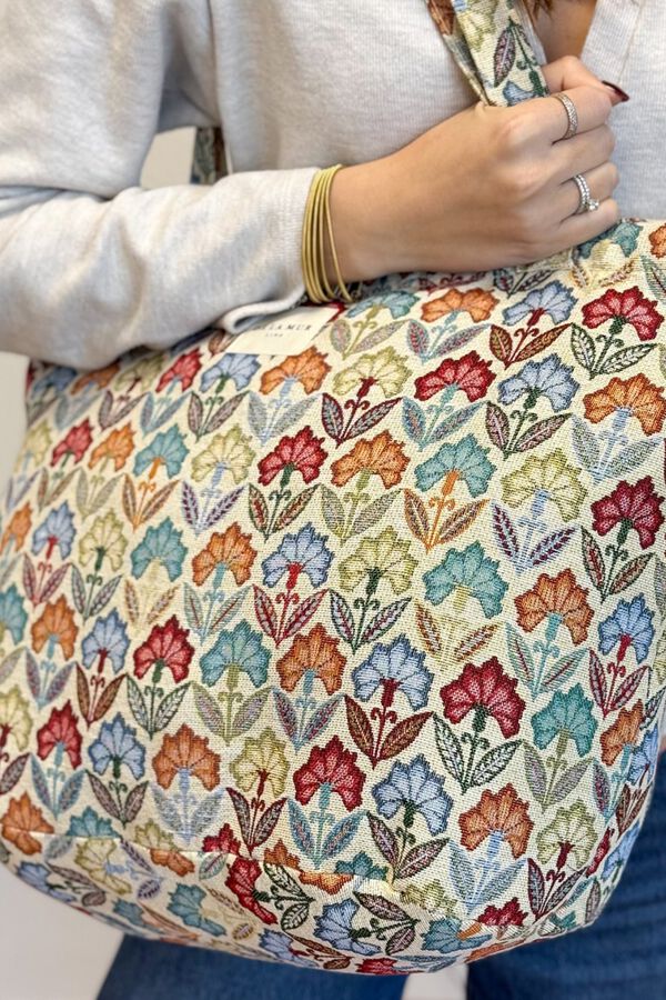 De La Mur Velika torba s patentnim zatvaračem Flora S uzorkom