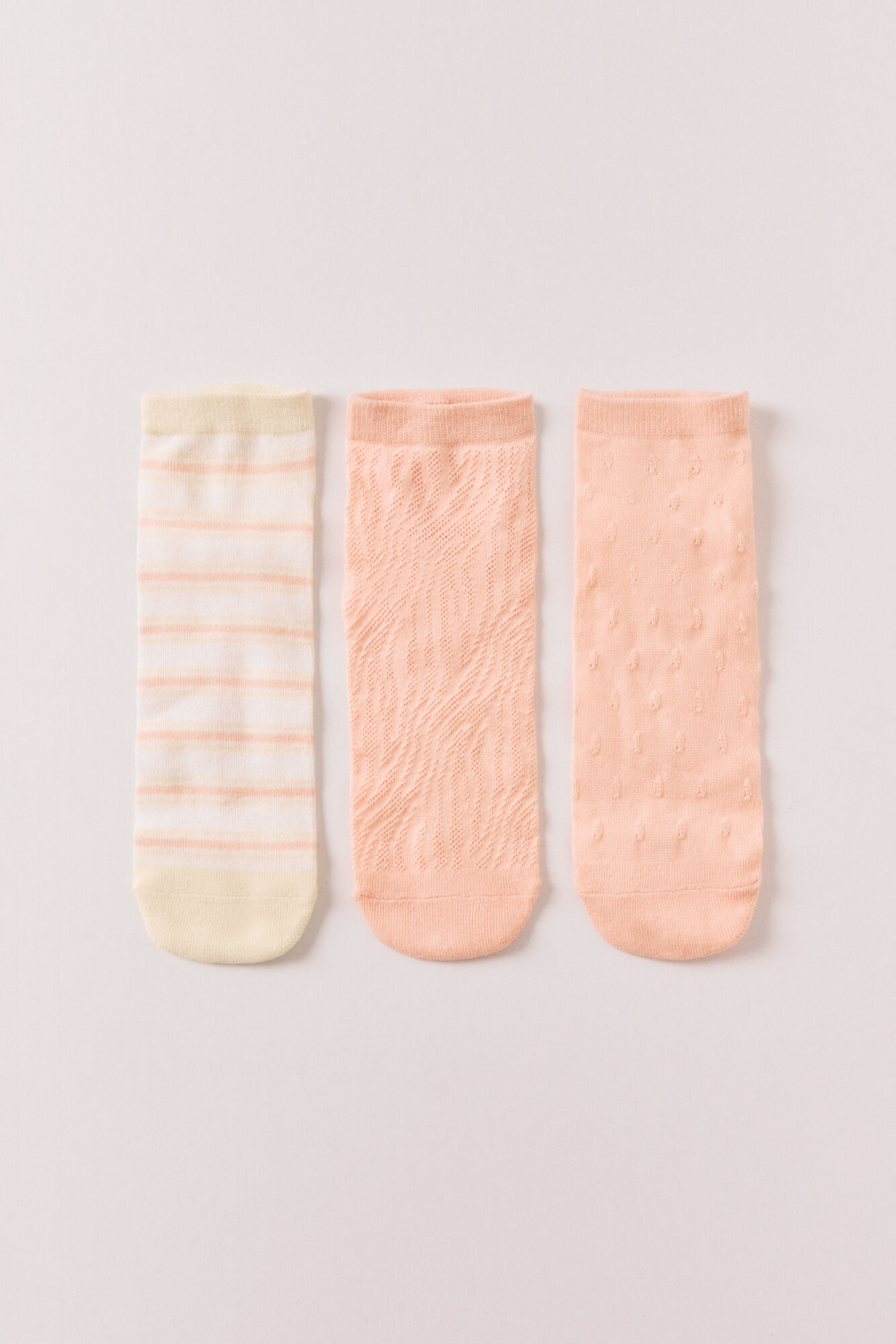 Women'secret Pack 3 calcetines cortos estampado y textura kaki