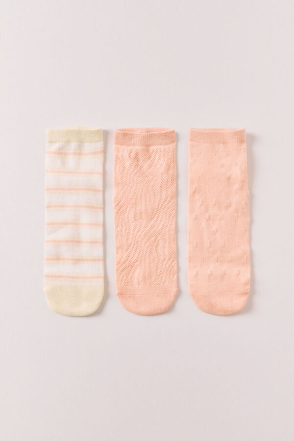 Women'secret Pack 3 meias curtas estampadas e texturizadas caqui estampado