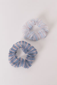 Women'secret Blue striped print pack of 2 hair ties