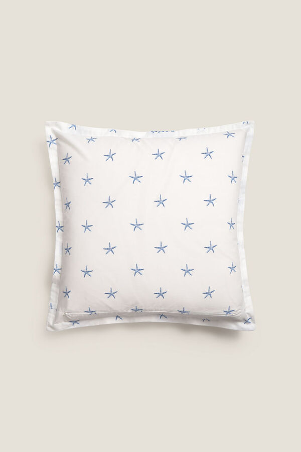 Textura Capa de almofada de algod&atilde;o com motivos marinhos azul