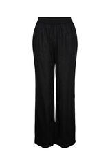 Womensecret Long cotton trousers with elasticated waist. Contain linen. noir