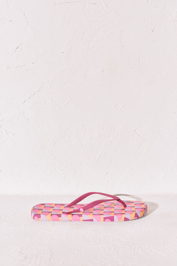 Women'secret Pink geometric print toe sandals pink